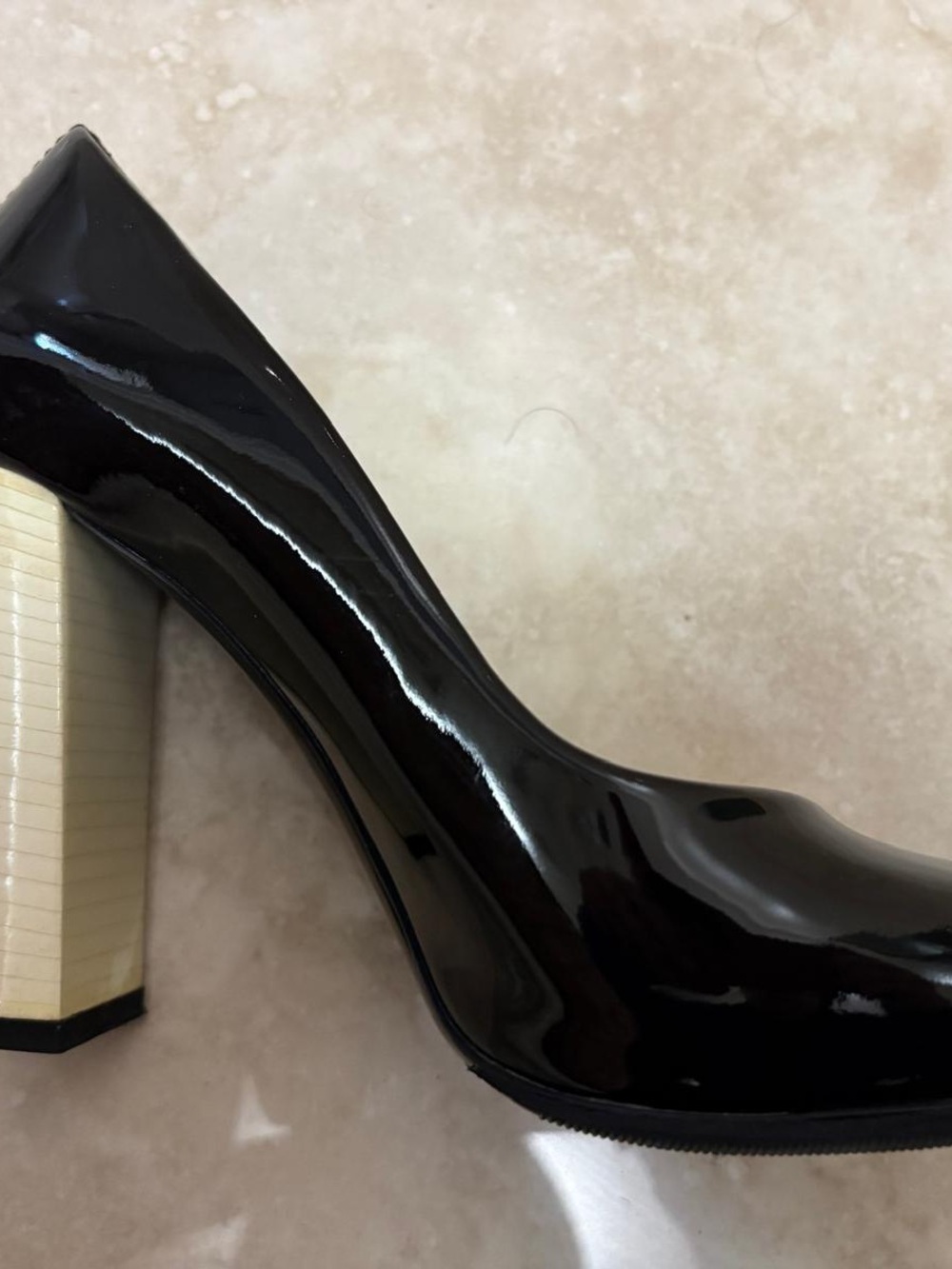 Lanvin Black Patent Block Heel Pump